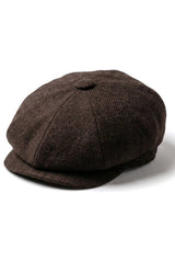 HT6363 - Mens Vintage Tweed Newsboy Peaky Blinders Cap - Brown/Wine