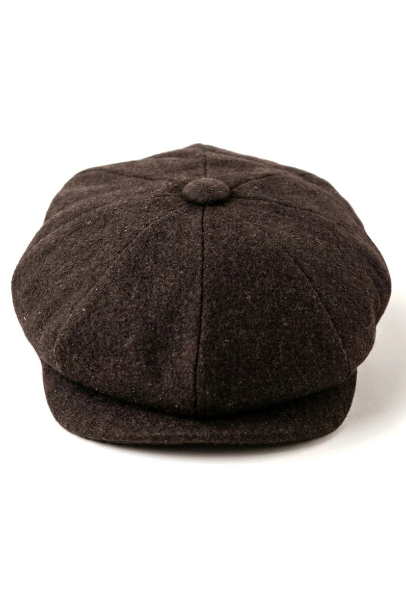 HT6363 - Mens Vintage Tweed Newsboy Peaky Blinders Cap - Brown/Wine