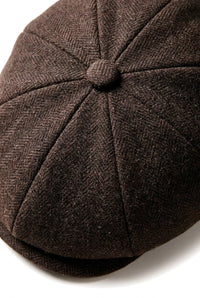 HT6363 - Mens Vintage Tweed Newsboy Peaky Blinders Cap - Brown/Wine