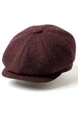 HT6363 - Mens Vintage Tweed Newsboy Peaky Blinders Cap - Brown/Wine
