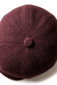 HT6363 - Mens Vintage Tweed Newsboy Peaky Blinders Cap - Brown/Wine