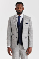 Hugo Grey Suit with Parker Navy Contrasting Waistcoat