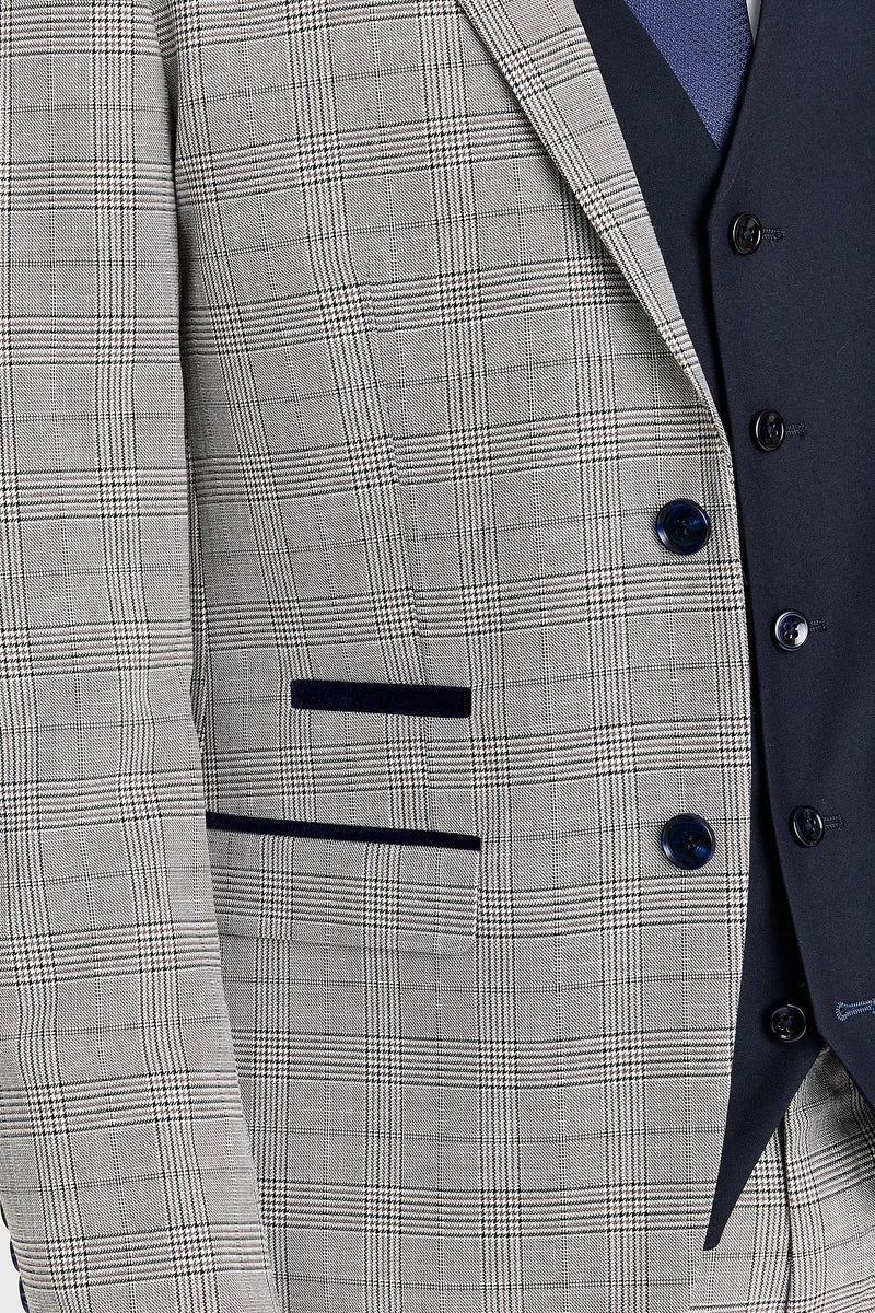 Hugo Grey Suit with Parker Navy Contrasting Waistcoat