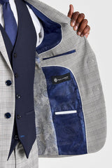 Hugo Grey Suit with Parker Navy Contrasting Waistcoat
