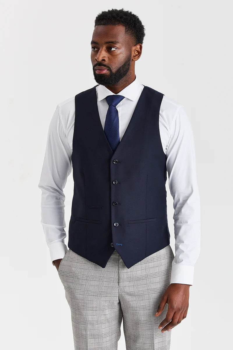 Hugo Grey Suit with Parker Navy Contrasting Waistcoat