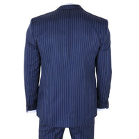 IM43 - Men's Pinstripe 3 Piece Navy Blue Shelby Style Suit