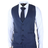 IM43 - Men's Pinstripe 3 Piece Navy Blue Shelby Style Suit