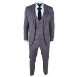 IM44 - Men's Pinstripe 3 Piece Grey Suit Shelby Style