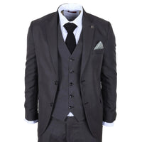 IM51 - Men's Charcoal Check 3 Piece Tailored Fit Suit