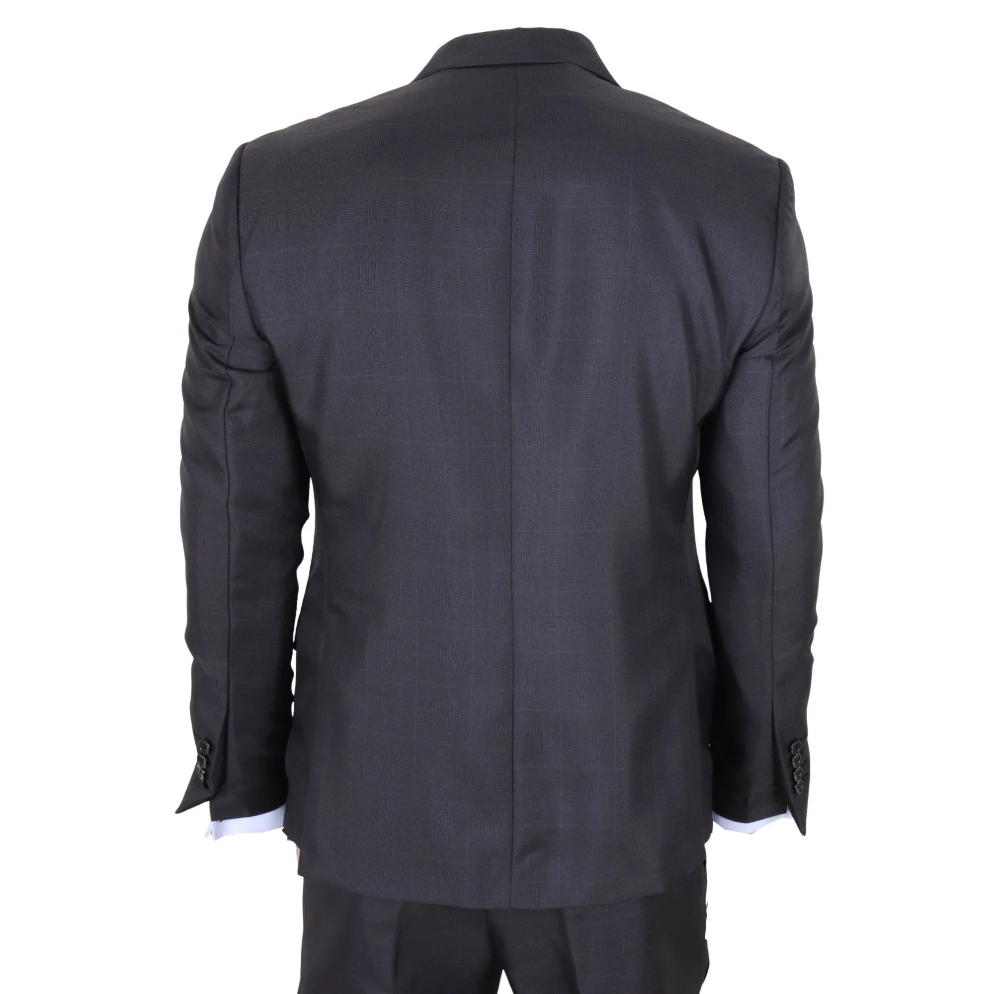 IM51 - Men's Charcoal Check 3 Piece Tailored Fit Suit