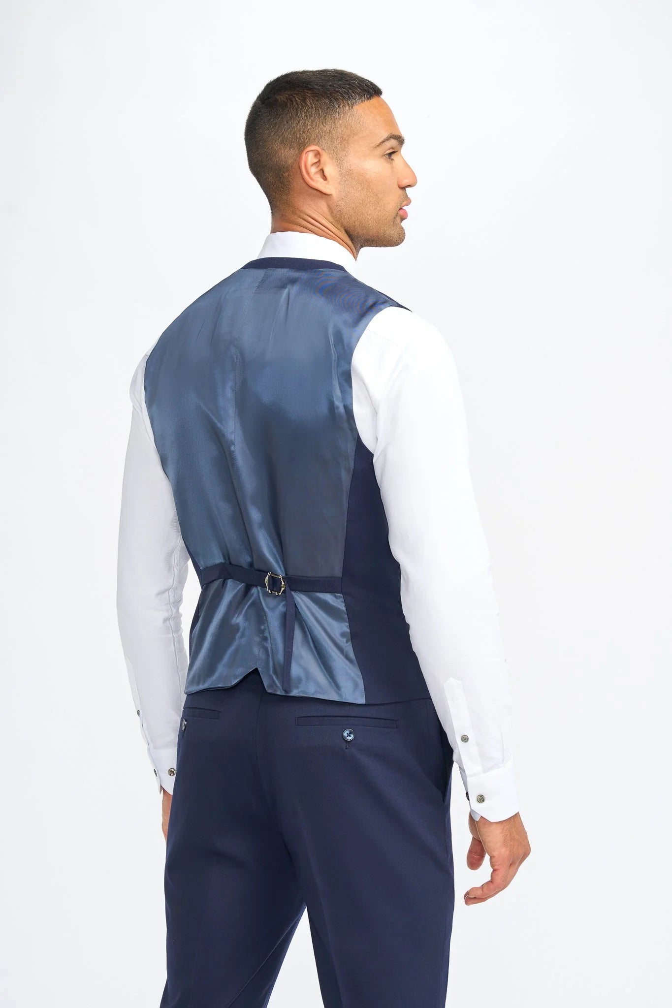 James - Men's Navy Blue 3 Piece Wool Tailored Fit Suit