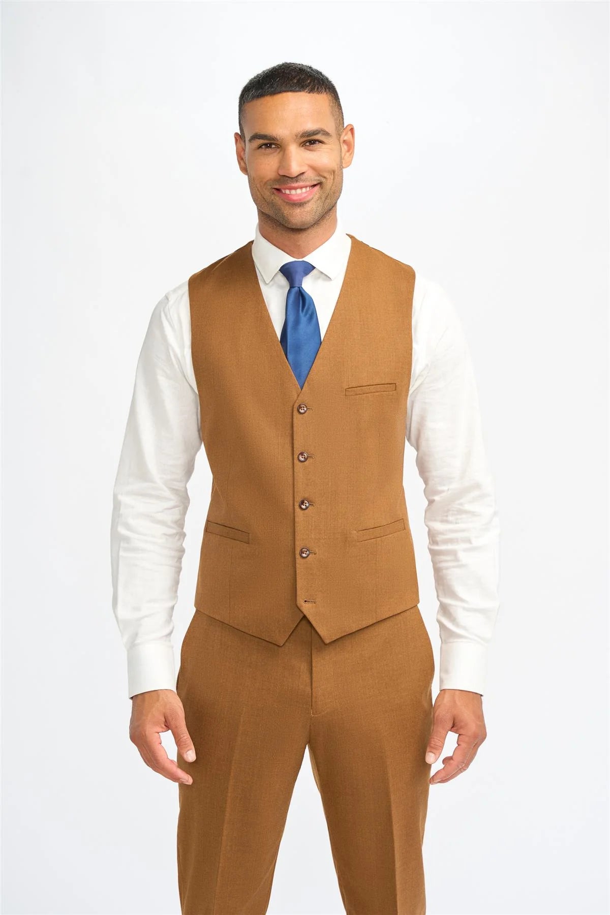 James - Men's Camel Brown Wool Waistcoat