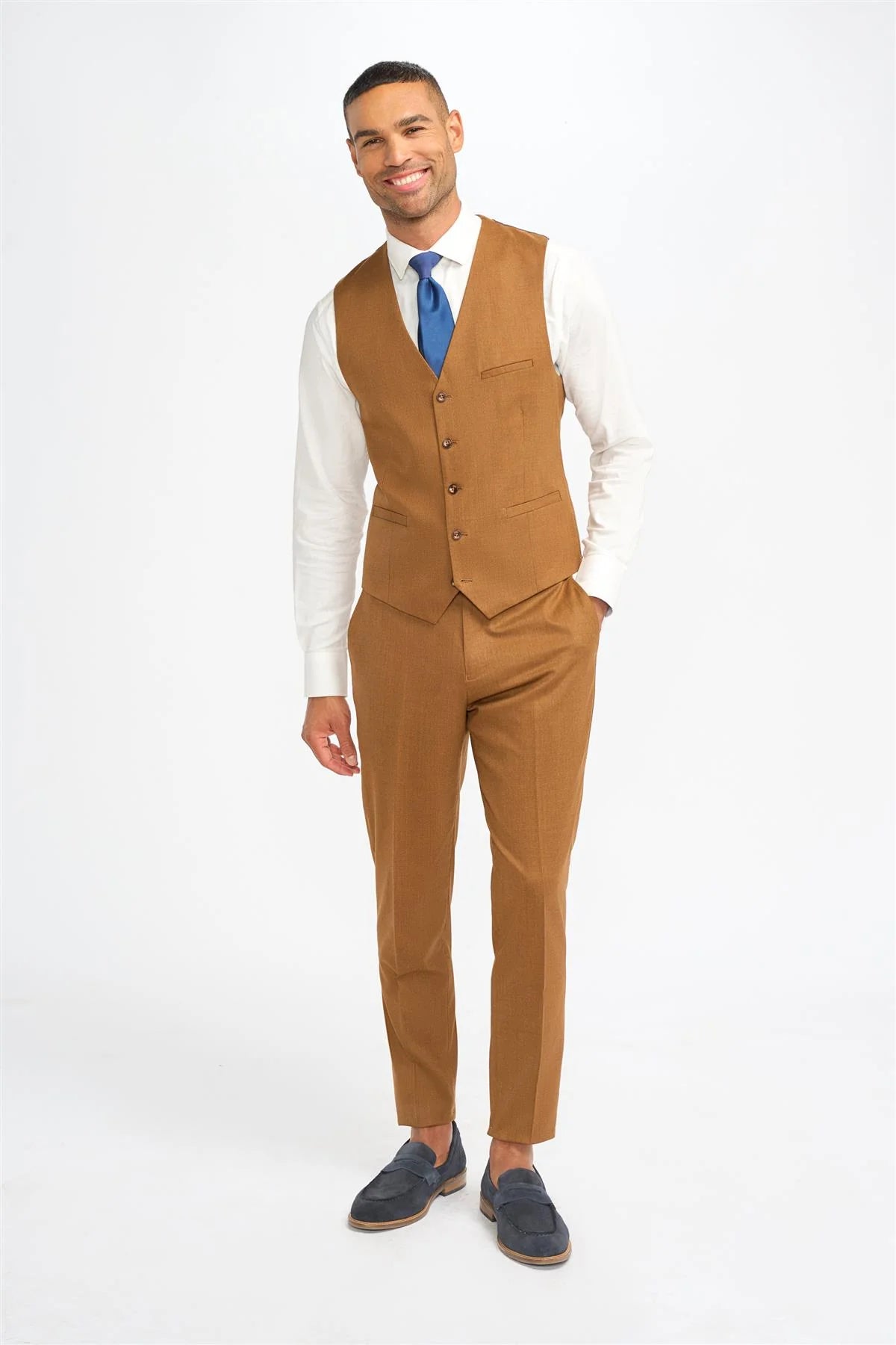 James - Men's Camel Brown Wool Waistcoat