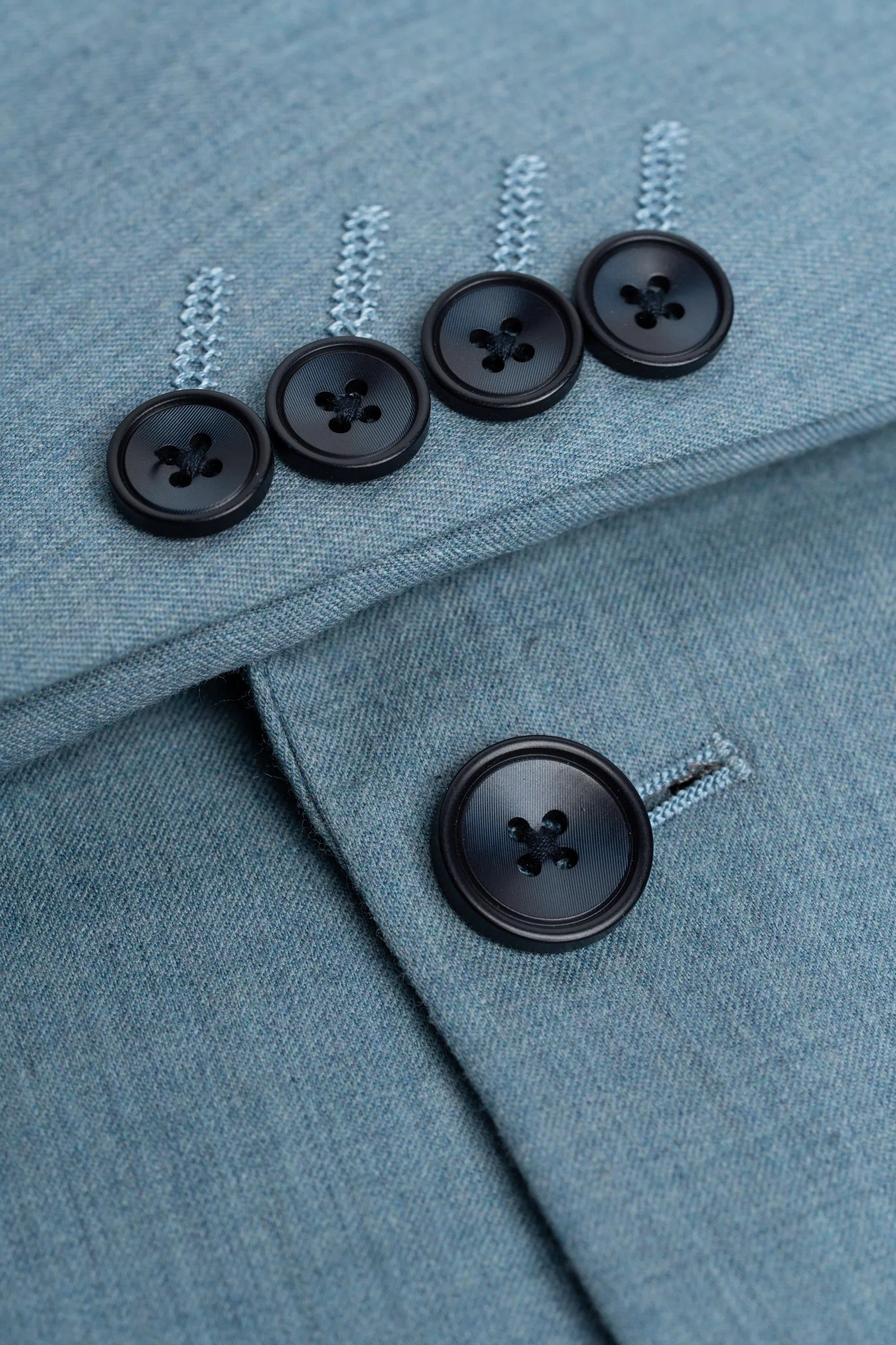 James - Men's Light Blue 3 Piece Textured Suit