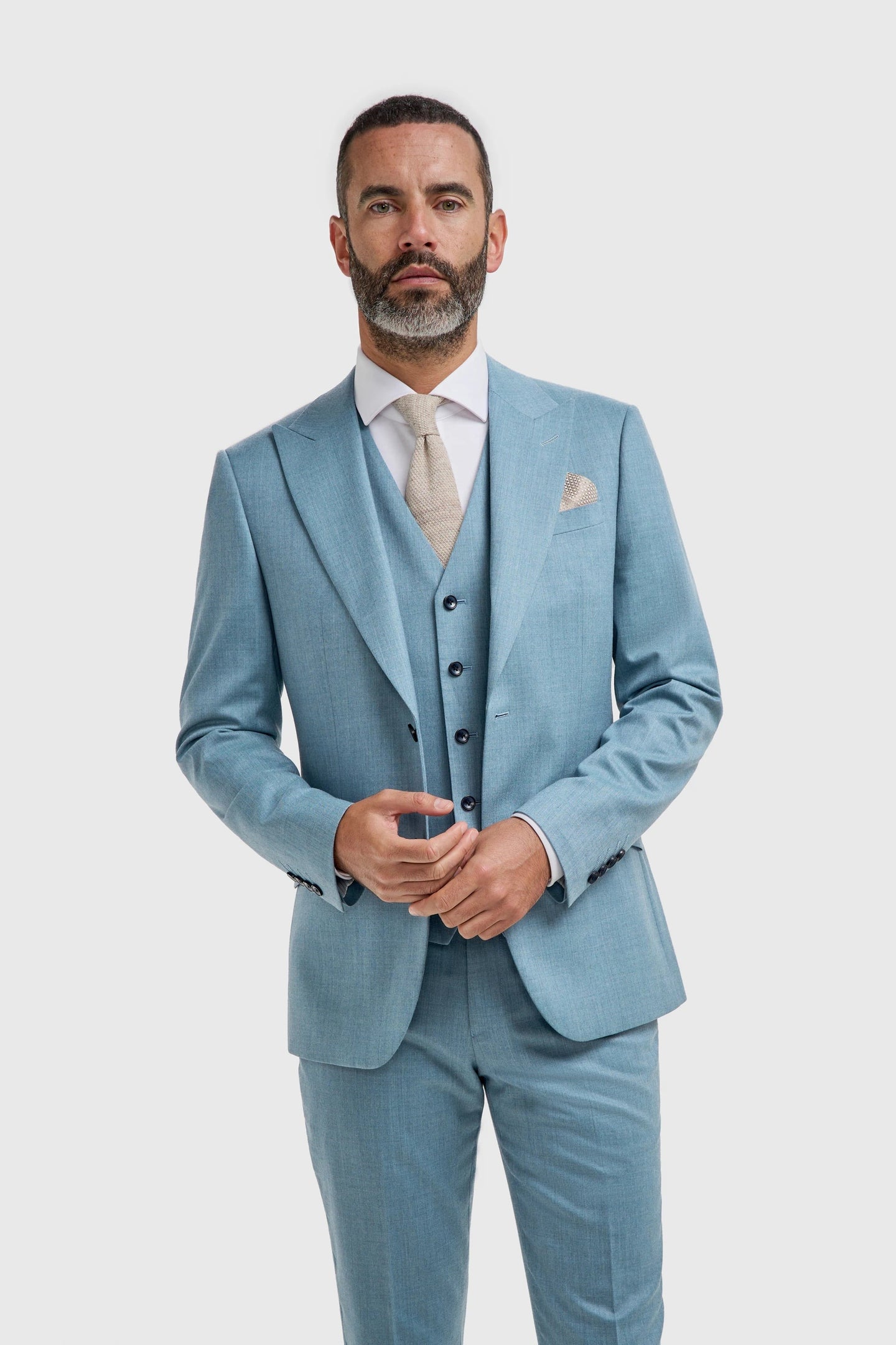 James - Men's Light Blue Textured Blazer
