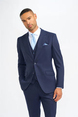 James - Men's Navy Blue Wool Tailored Fit Blazer