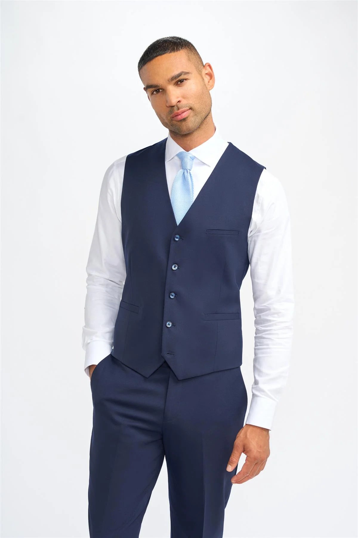 James - Men's Navy Blue Wool Waistcoat
