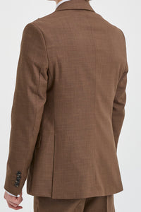 James Men's 3-Piece Plain Brown Suit with Classic Fit