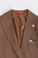 James Men's 3-Piece Plain Brown Suit with Classic Fit