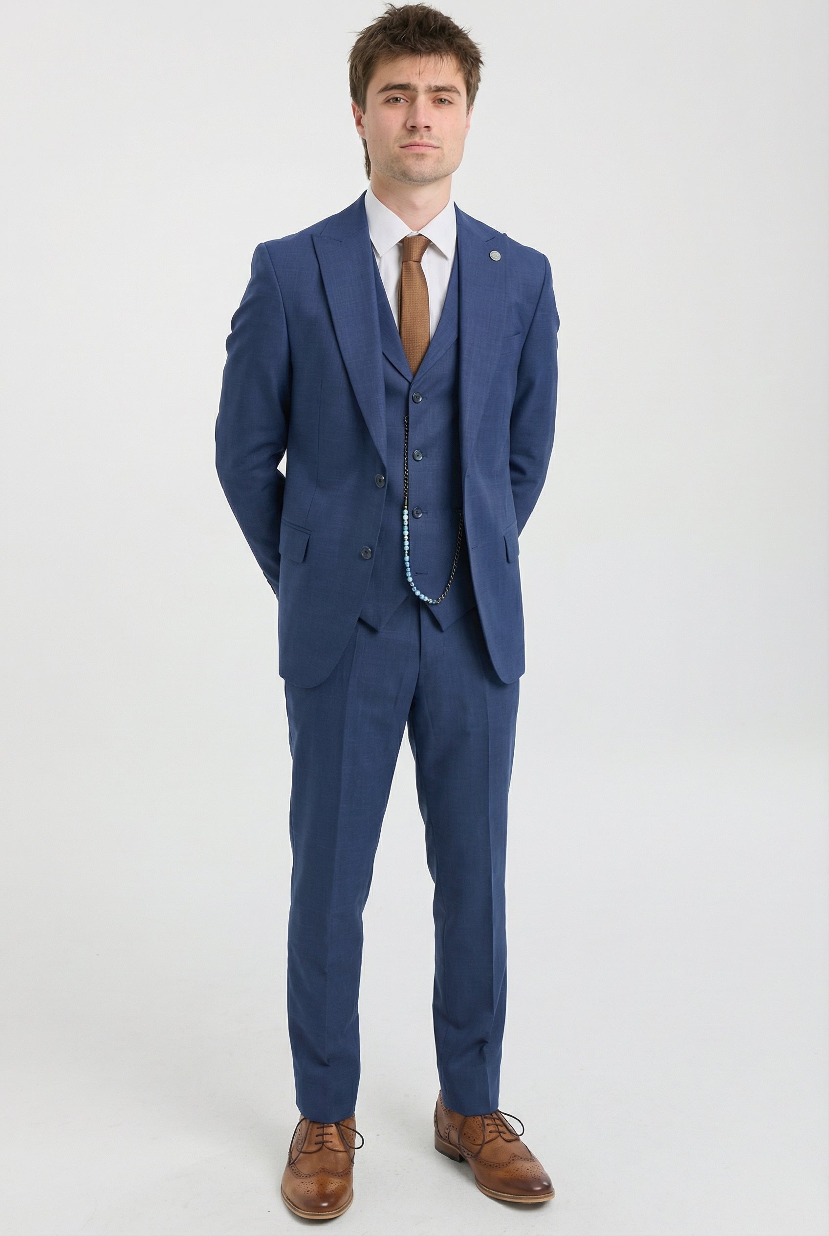 James Men's 3-Piece Navy Blue Tailored Fit Suit