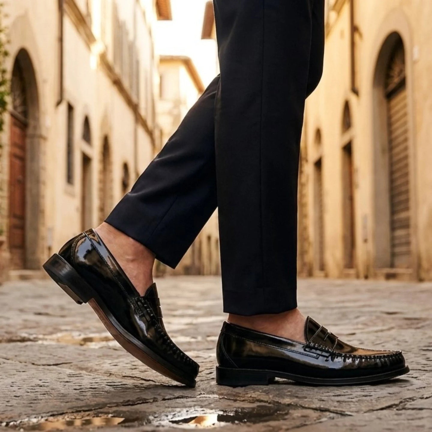 Joseph - Men's Black Penny High-Shine Polished Loafers