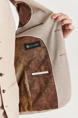 Mens Beige 3 Piece Tweed Check Suit