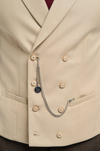 Mens Double Breasted Waistcoat with Chain - Cavani Lennox