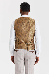 Leo Beige Suit with Harris Brown Tweed Contrasting Waistcoat