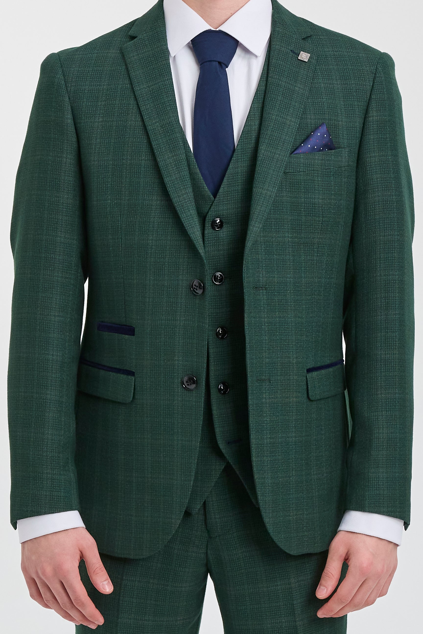 Leo - Men's Green 3 Piece Checked Tailored Fit Suit