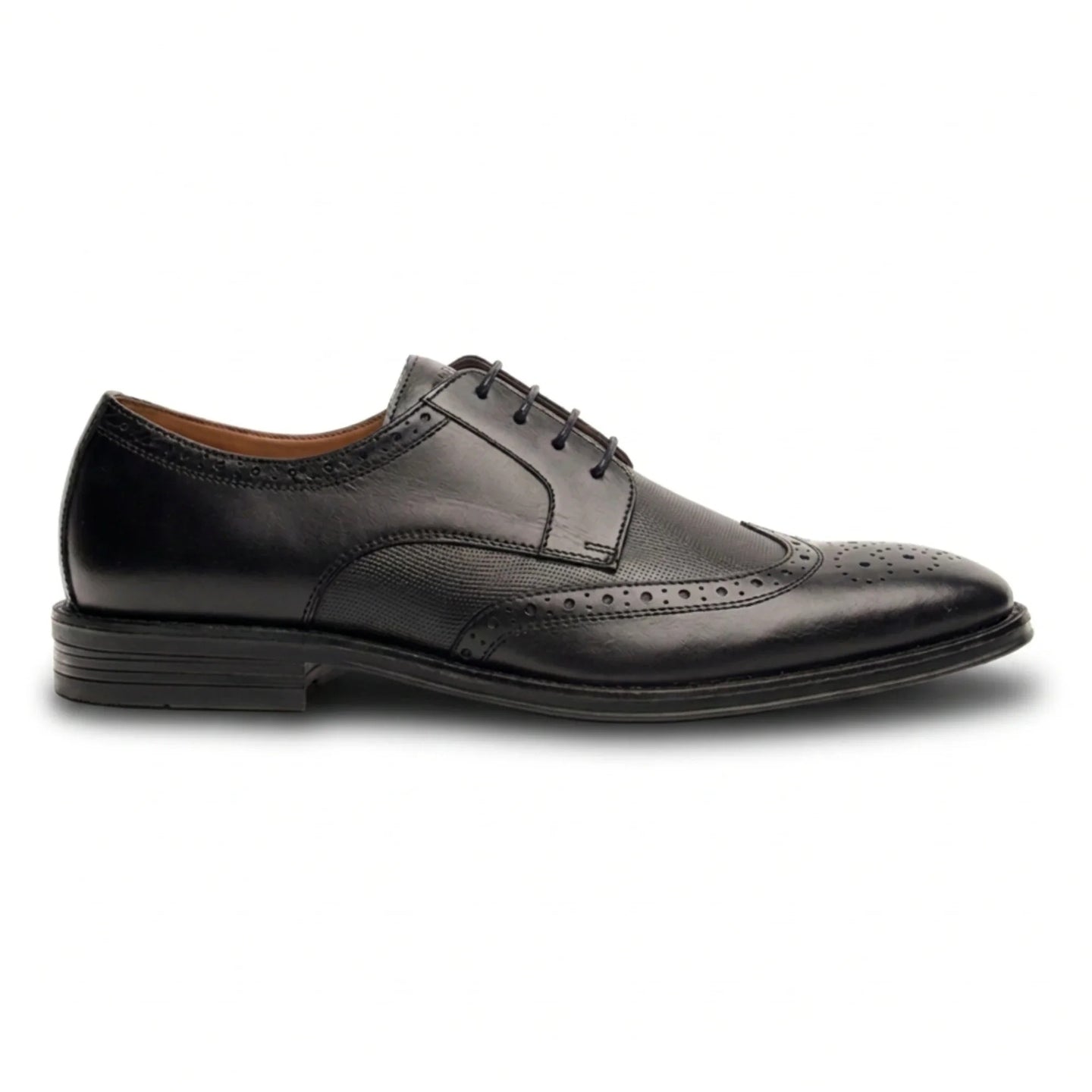 Lorenzo - Men's Black Burnished Leather Oxfords Shoes