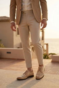 Lorenzo - Men's Ivory Burnished Leather Oxfords Shoes