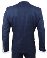 Luis - Men's Blue Plaid Check Slim Fit 3 Piece Suit