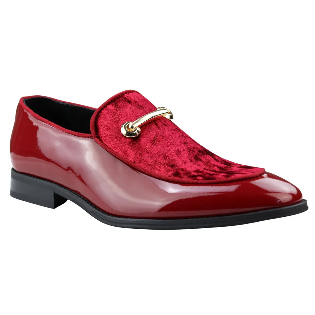Men's Moccasin Loafers Shoes Leather Red Lined Slip On Velvet Smart Formal Shoe
