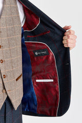 Madrid Navy Suit with Constrasting Harris Brown Tweed Waistcoat