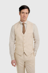 Malibu - Men's Beige Textured Waistcoat