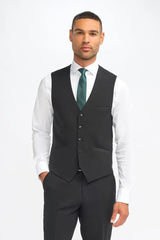 Malibu - Men's Black Tailored Fit Waistcoat