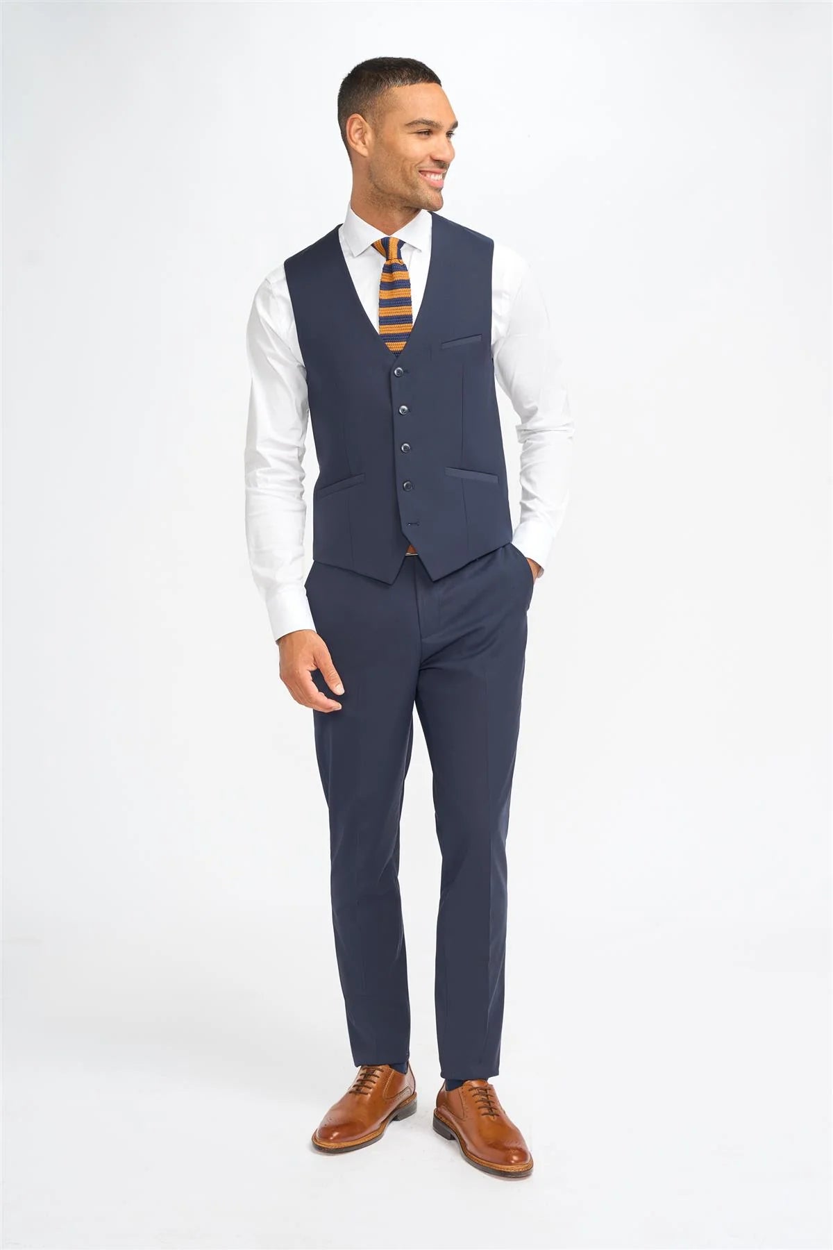 Malibu - Men's Navy Tailored Fit Waistcoat