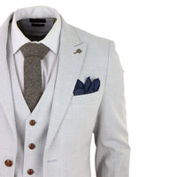 Mark Men's Grey Stone 3-Piece Tweed Check Suit with Brown Trim for Weddings and Proms