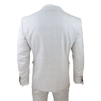 Mark Men's Grey Stone 3-Piece Tweed Check Suit with Brown Trim for Weddings and Proms