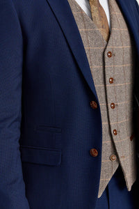 Mayfair Navy Textured Suit with Harris Brown Tweed Constrasting Waistcoat