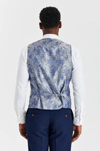 Mayfair Navy Textured Suit with Harris Navy Constrasting Tweed Waistcoat