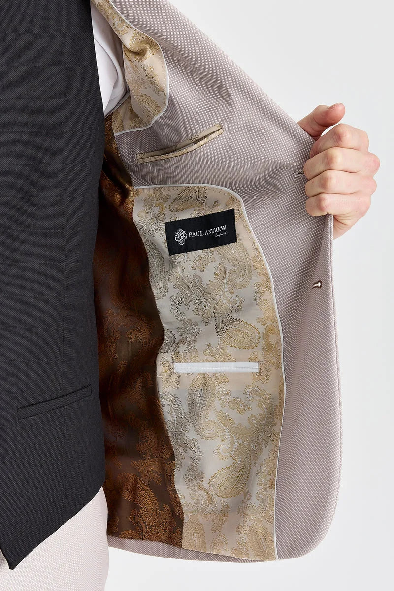 Mayfair Stone Textured Suit With Black Constrasting Waistcoat