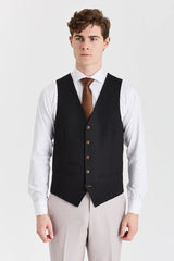 Mayfair Stone Textured Suit With Black Constrasting Waistcoat