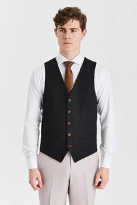 Mayfair Stone Textured Suit With Black Constrasting Waistcoat