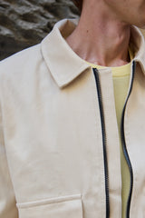 Men’s Beige Utility Bomber Lightweight Padded Zip Jacket