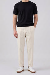 Men’s Black Classic Knitted TShirt Short Sleeve Crew Neck