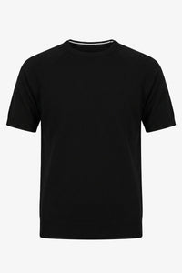 Men’s Black Classic Knitted TShirt Short Sleeve Crew Neck
