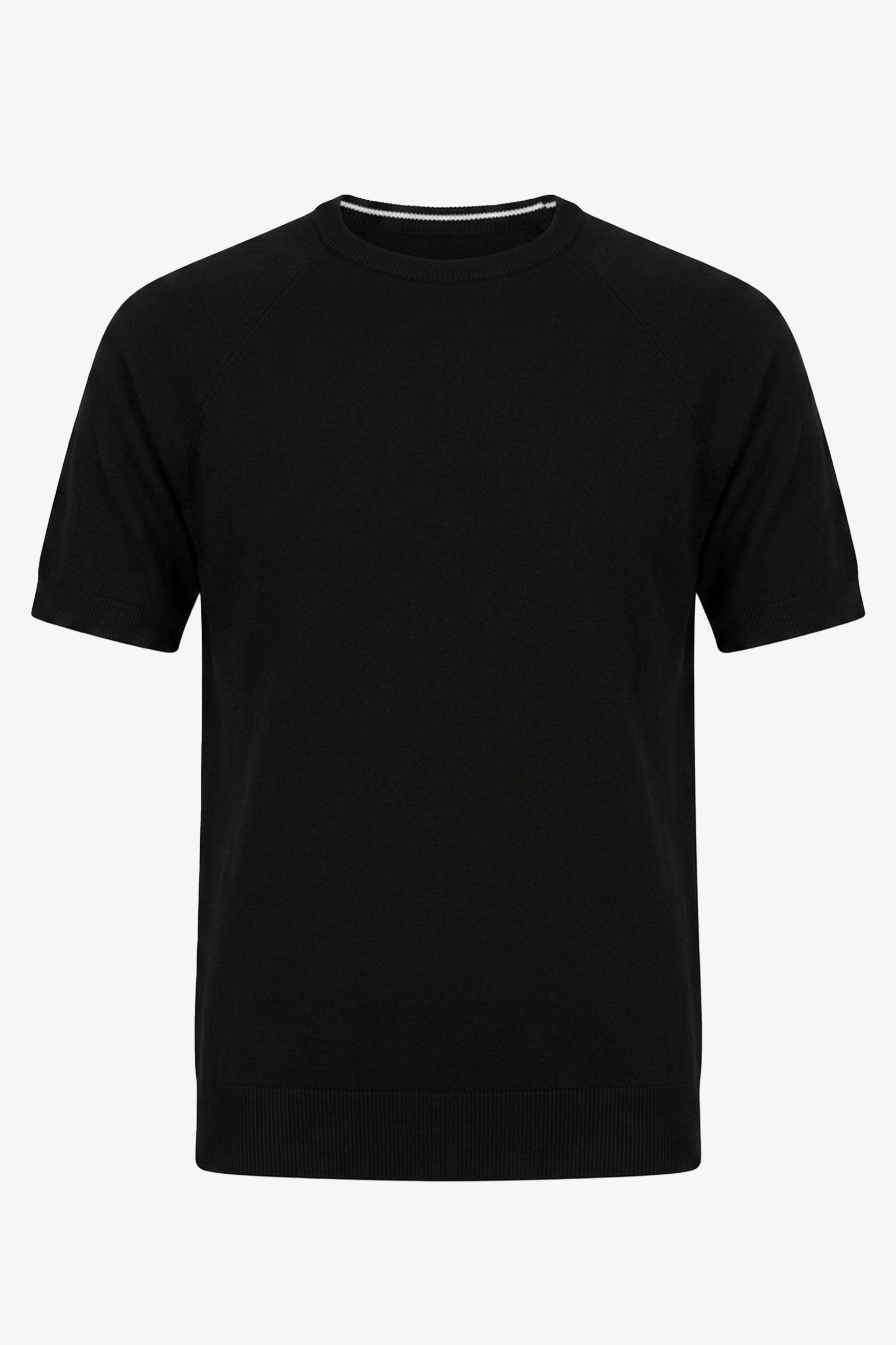 Men’s Black Classic Knitted TShirt Short Sleeve Crew Neck