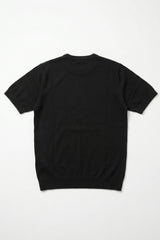 Men’s Black Classic Knitted TShirt Short Sleeve Crew Neck