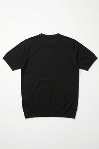 Men’s Black Classic Knitted TShirt Short Sleeve Crew Neck
